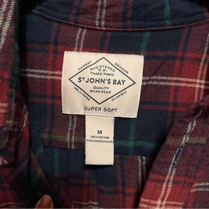 St. John's Bay Men's Plaid Shirt - Red, blue, and green.
